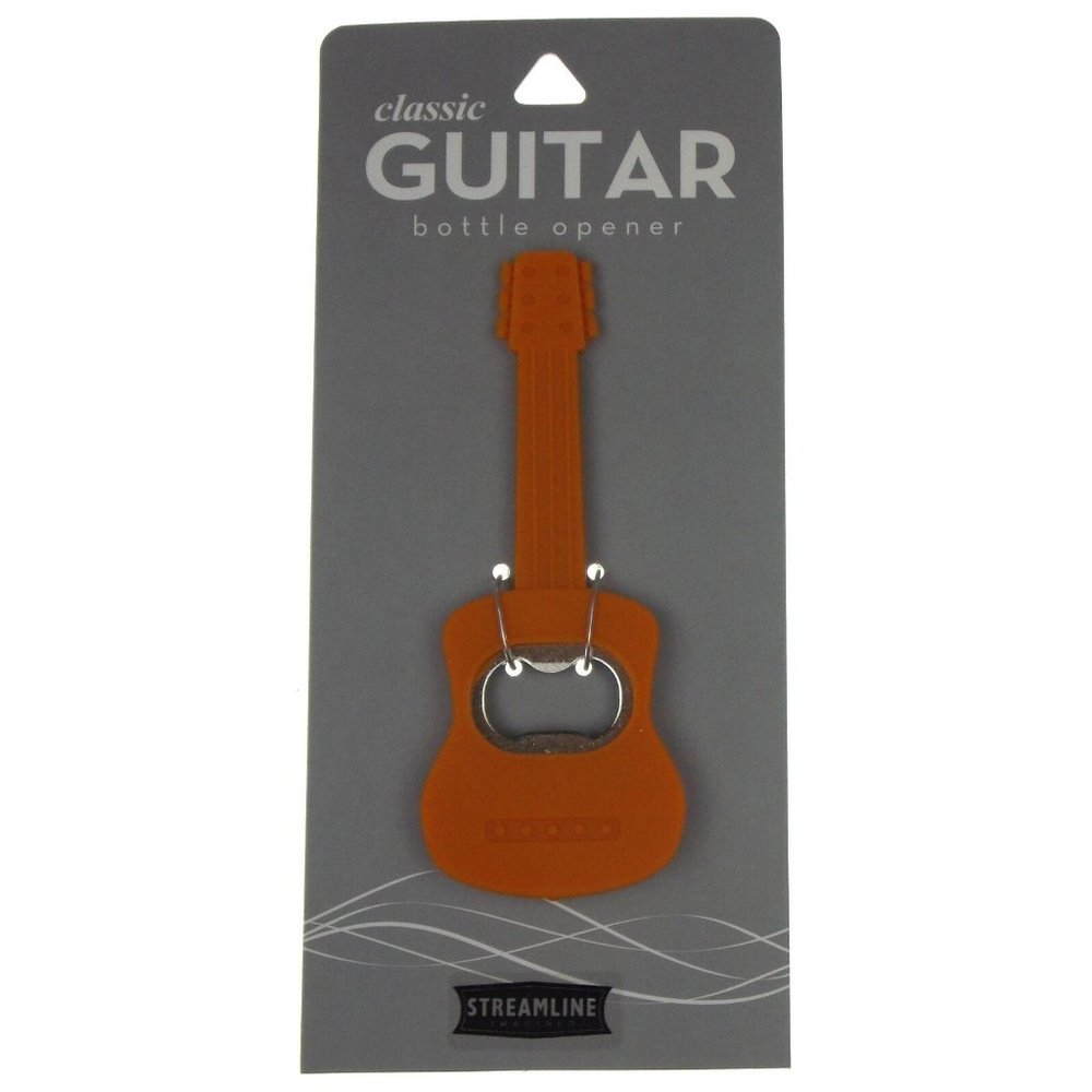Classic Guitar Bottle Opener Orange Silicone Rubber Man Cave Bar Gift Beer Music